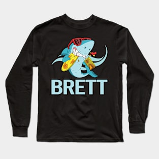 Funny Shark - Brett Name Long Sleeve T-Shirt